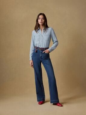 Faherty Stretch Terry Patch Pocket Indigo Dyed Cotton Blend Jeans 25